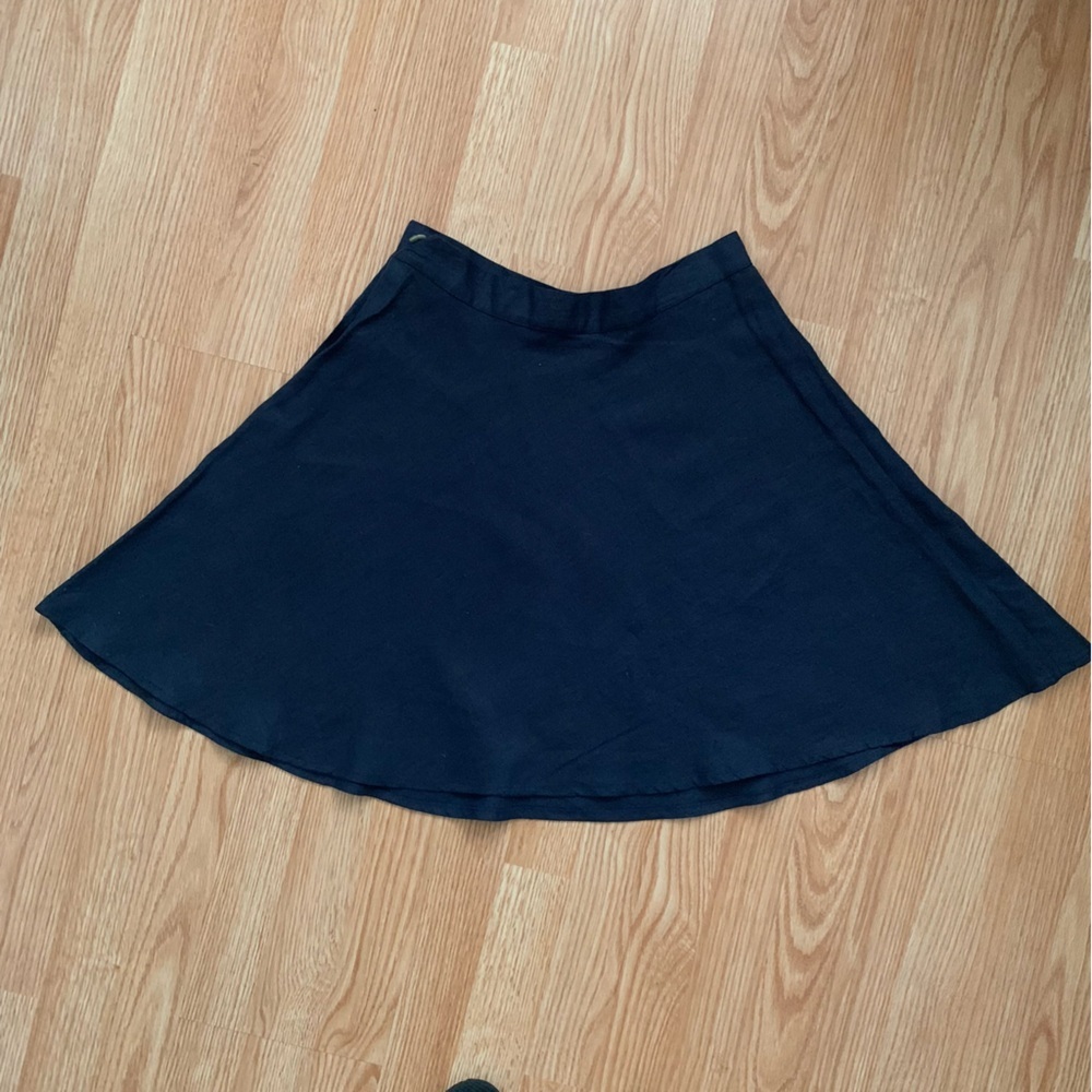 Poleci Navy Blue Linen A-line Button-up Skirt Size 28